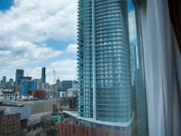 july2014 208  A Toronto hotel room with a view of the highrise buildup North along Young.